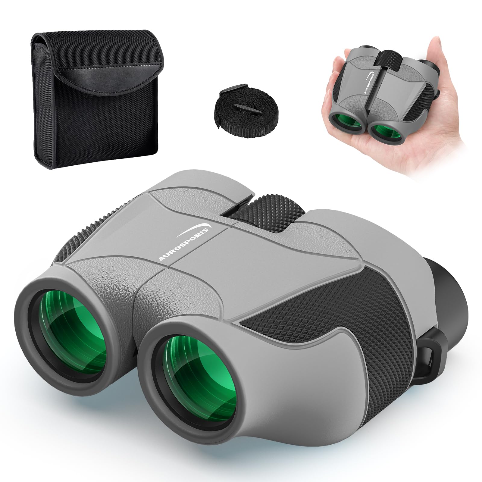 Aurosports 12x25 Compact Binoculars for Adults and Kids - Lightweight, High Powered, Easy to Focus With Low Light Vision for Bird Watching, Hunting, Traveling, Hiking, Concert