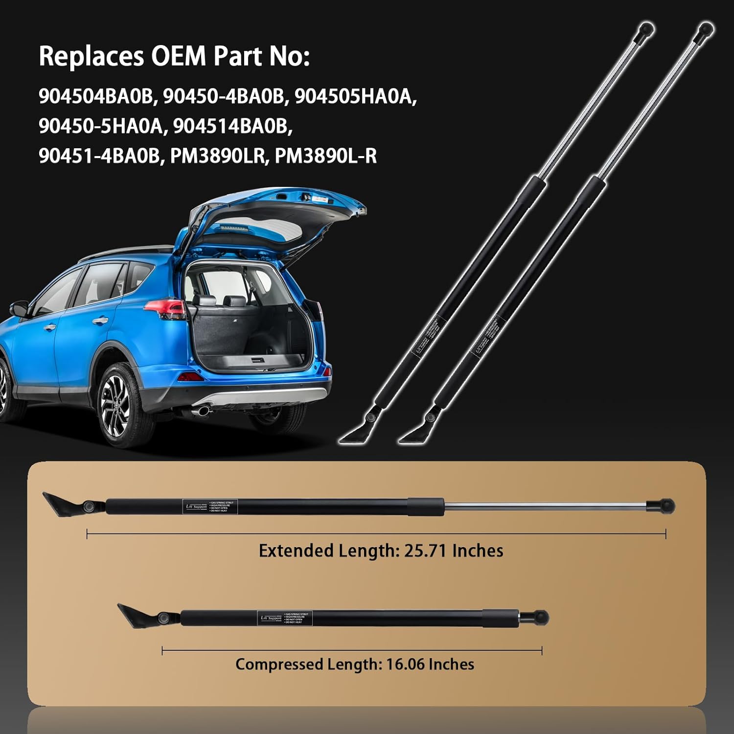 Rear Hatch Tailgate Lift Supports Struts Gas Springs Shocks Fit for Nissan Rogue 2014 2015 2016 2017 2018 2019 2020-Does NOT Fit Select & Sport (2PC Set) 904514BA1B, 904515HA0A