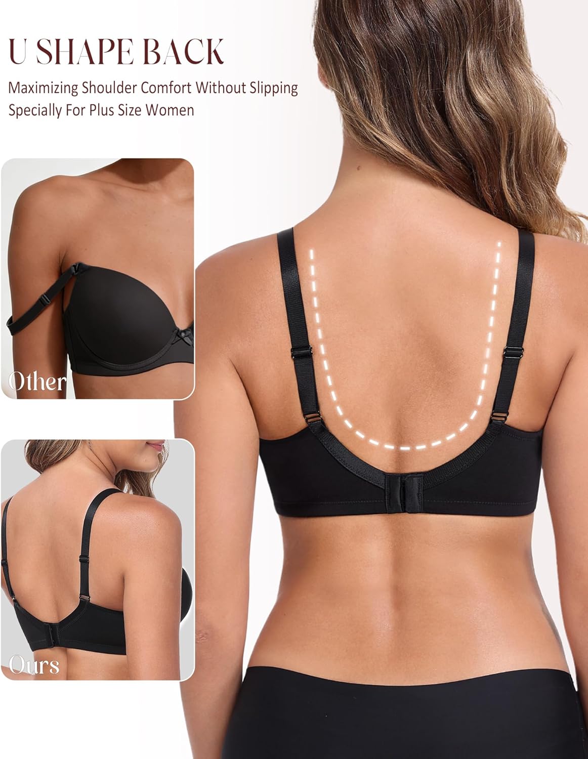 HACI Women's Cotton Bra Plus Size Full Coverage Wirefree Non Padded Everyday Seamless - Image 4