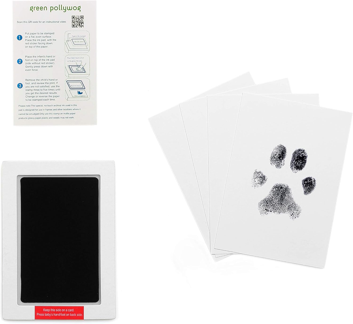 Green Pollywog - Extra-Large Clean Touch Inkless Ink Pad for Pets & My First Year Picture Frame for Dogs | 12 Month Photo Frame