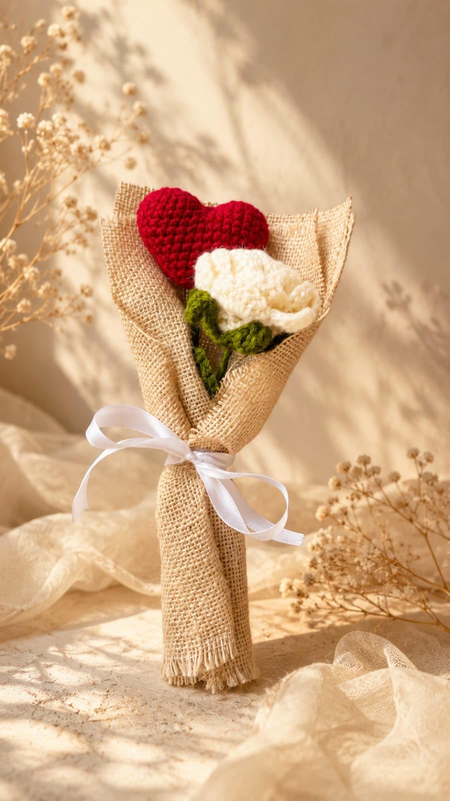 Handmade Crochet Flower Bouquet with Heart | Knitted Rose Bouquet for Gift | Cute Romantic Handmade Flower for Valentine, Anniversary, Birthday & Home Decor-image-37