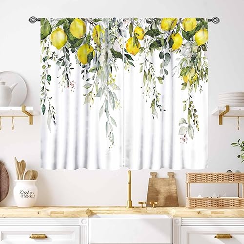 Miniatura 34 de Cortinas Rústicas de Cocina, Tenedor Cuchara Retro Tablón de Madera Granja País Tema de Cocina Citas Divertidas Tratamiento de Ventana para