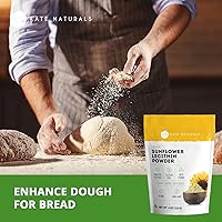 Vista 3 de Kate Naturals Lecitina de girasol en polvo para hornear pan, gomitas, cocinar. Suplemento de lecitina para conductos de leche obstruidos. Sustituto