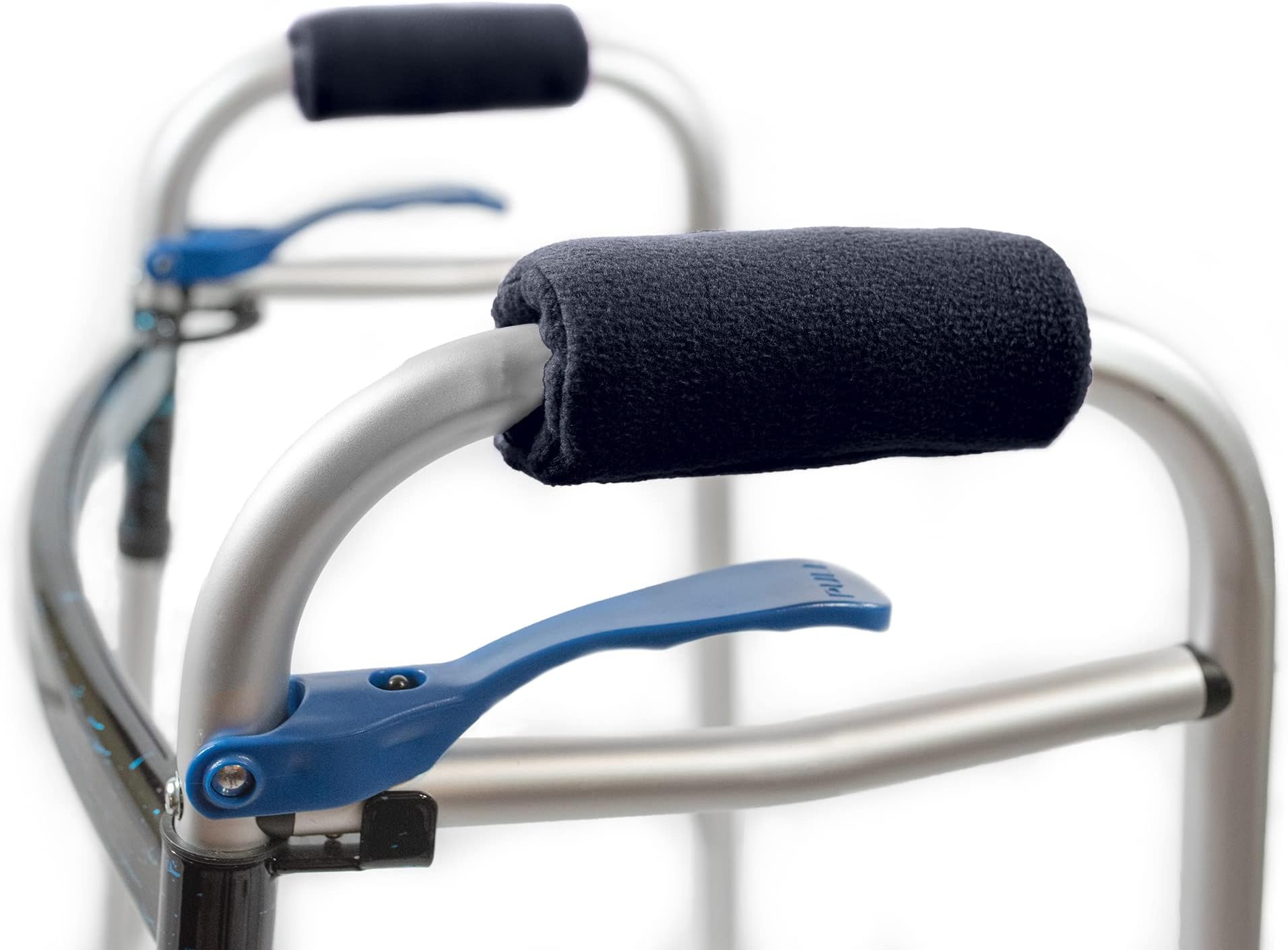 Universal Walker Hand Grip Covers - Luxurious Soft Fleece with Sculpted Memory Foam Cores (Classic Black)
