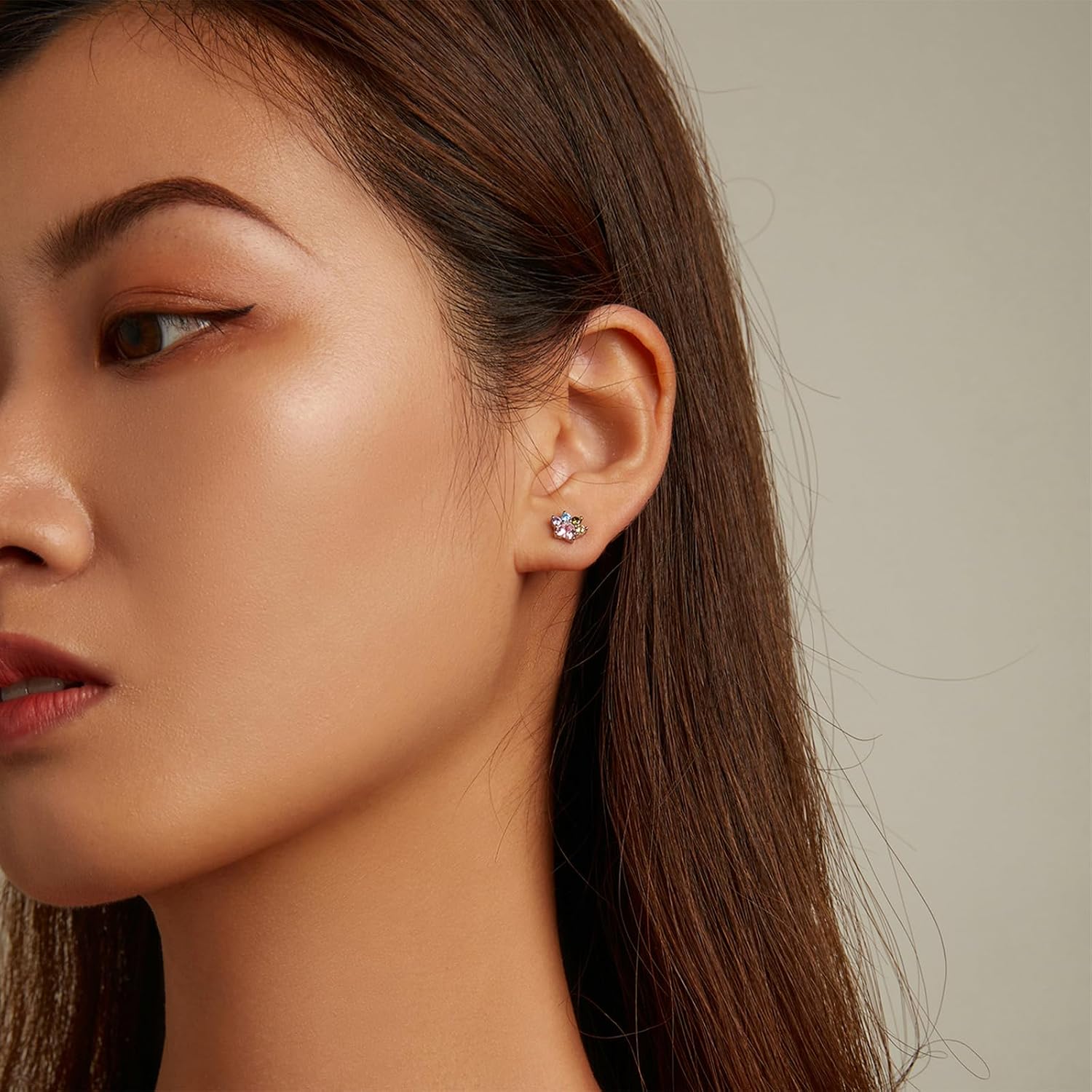 Cat Stud Earrings for Women, 925 Sterling Silver Cat Paw Print Earrings, Cute Small Animal Kitten Earring Studs for Pet Lover Jewelry Gifts for Birthday Christmas Valentine's Day