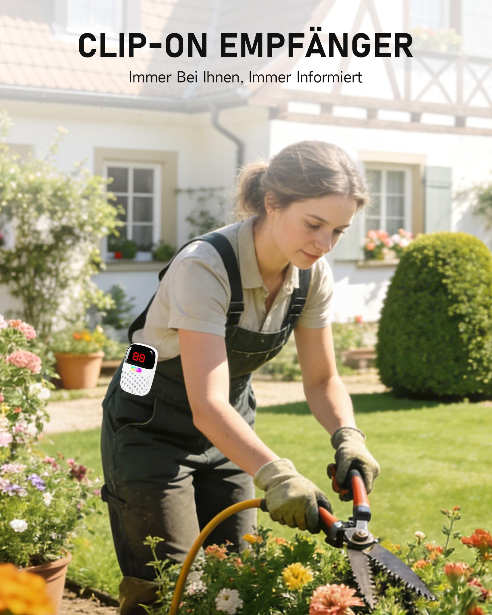 PILSAMAS Detector de movimiento inalámbrico de 300 m, alarma de paso con pantalla digital de zona y batería, para negocios, casa, autocaravana, paso, como timbre de puerta inalámbrico, timbre de gato