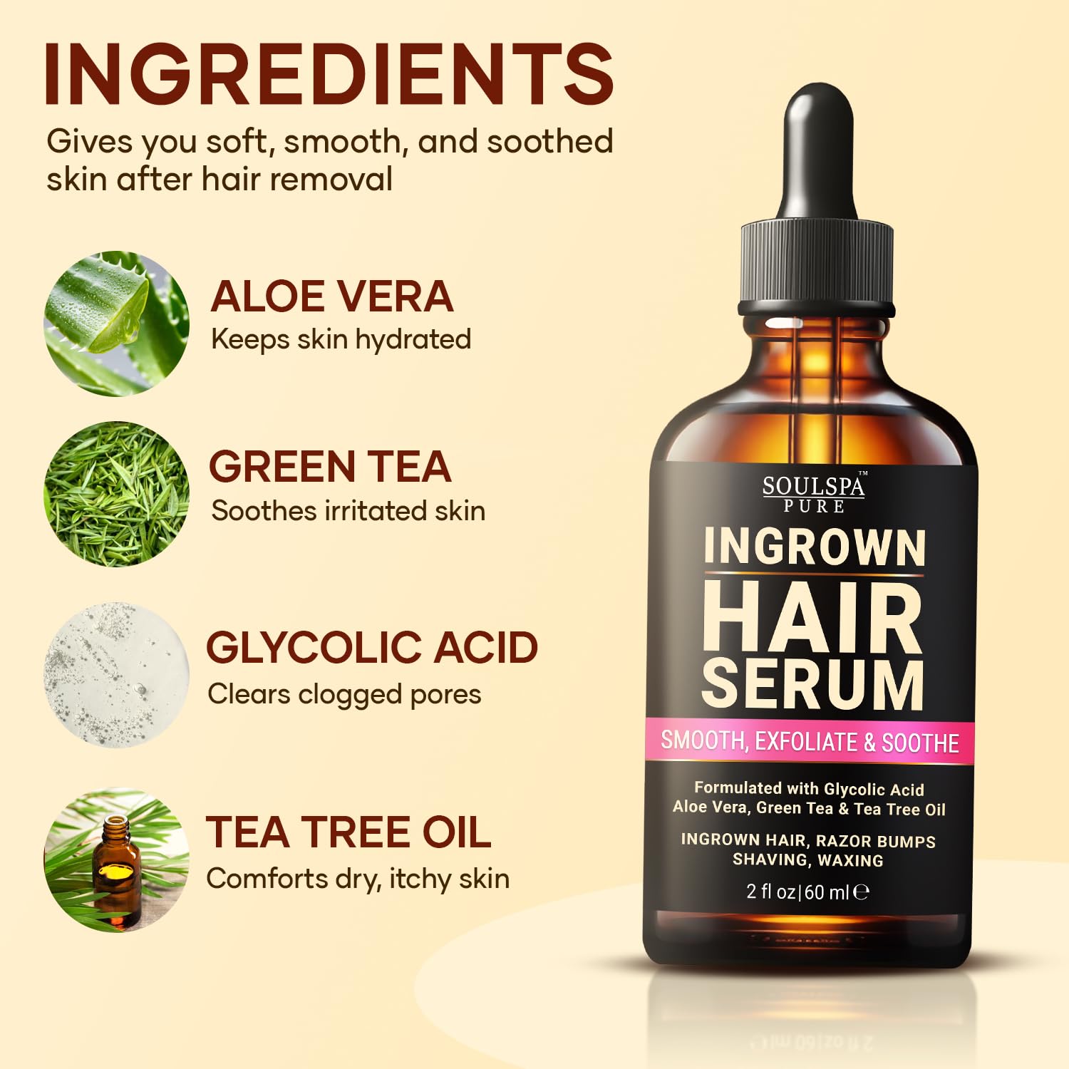 Ingrown Hair Serum - Powerful Razor Bump Solution for Bikini Area, Face & Brazilian Wax - Ingrown Hair Oil that Soothes, Exfoliates & Nourishes - 2 fl oz - Image 2