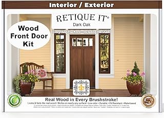 Retique It Wood Finish Front Door Kit – GO Beyond Faux Wood with Paintable Liquid Wood Based Primer and Gel Stain - Graining Tools Included (Front Door Kit, Dark Oak)