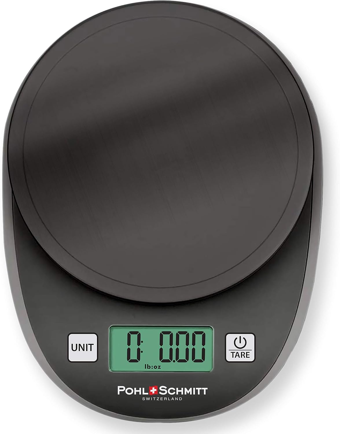 Pohl+Schmitt Digital Kitchen Mechanical Scale, 30% Greater Accuracy Quad Transducer, Multi-Function Back-Lit LCD, Stainless Steel, 11 lbs, 5 kg (Batteries Included), Black