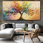 Vibrant Arbre de la vie Mur Art coloré en toile encadrée Imprimé pour salon, chambre, salle à manger, ou bureau moderne prêt à accrocher Décor,Nature Inspired Home Décoration - 20"x40"(50CMx100CM)