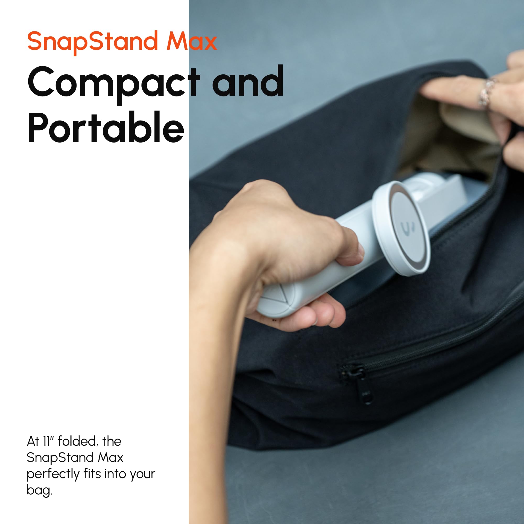ShiftCam SnapStand Max – Perche à selfie magnétique et trépied – Compact, pliable et extensible avec tête inclinable et télécommande Bluetooth magnétique (Midnight, SnapStand Max)