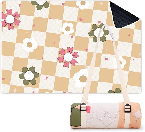 LARUTAN Picnic Blanket XXL 200 x 300 cm Waterproof - Kyoto Design, Extra Large Beach Blanket Padded & Insulated, Washable Picnic Blanket Sand-Free for Camping, Outdoor & Travel