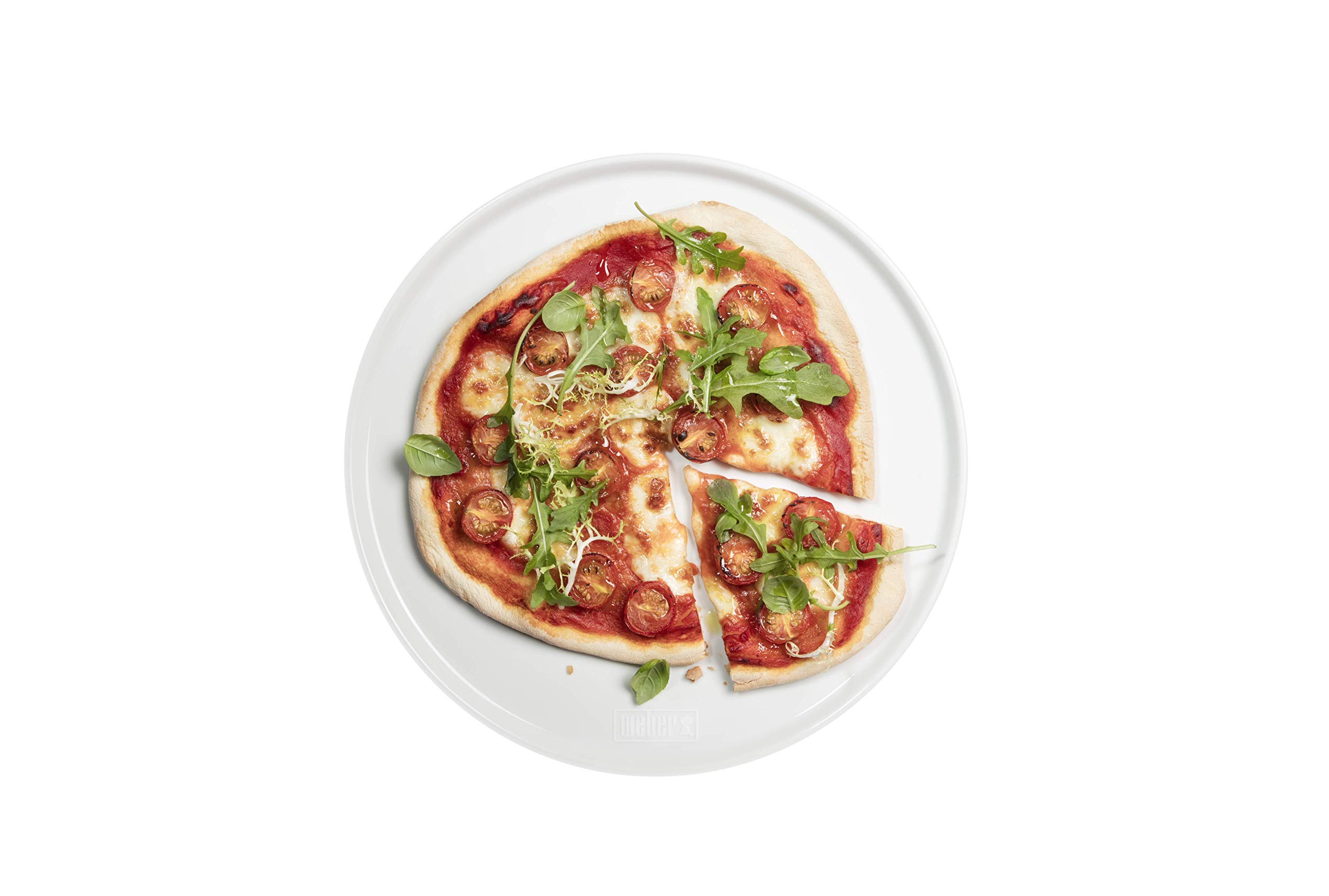 Weber Piatto Pizza in Porcellana (Ø30cm) Set da2, in Porcellana Dura Estremamente Resistente a Graffi, Perfetto per l'uso all'aperto, Fondo Extra Rinforzato, Lavabile in lavastoviglie -Bianco(17883)