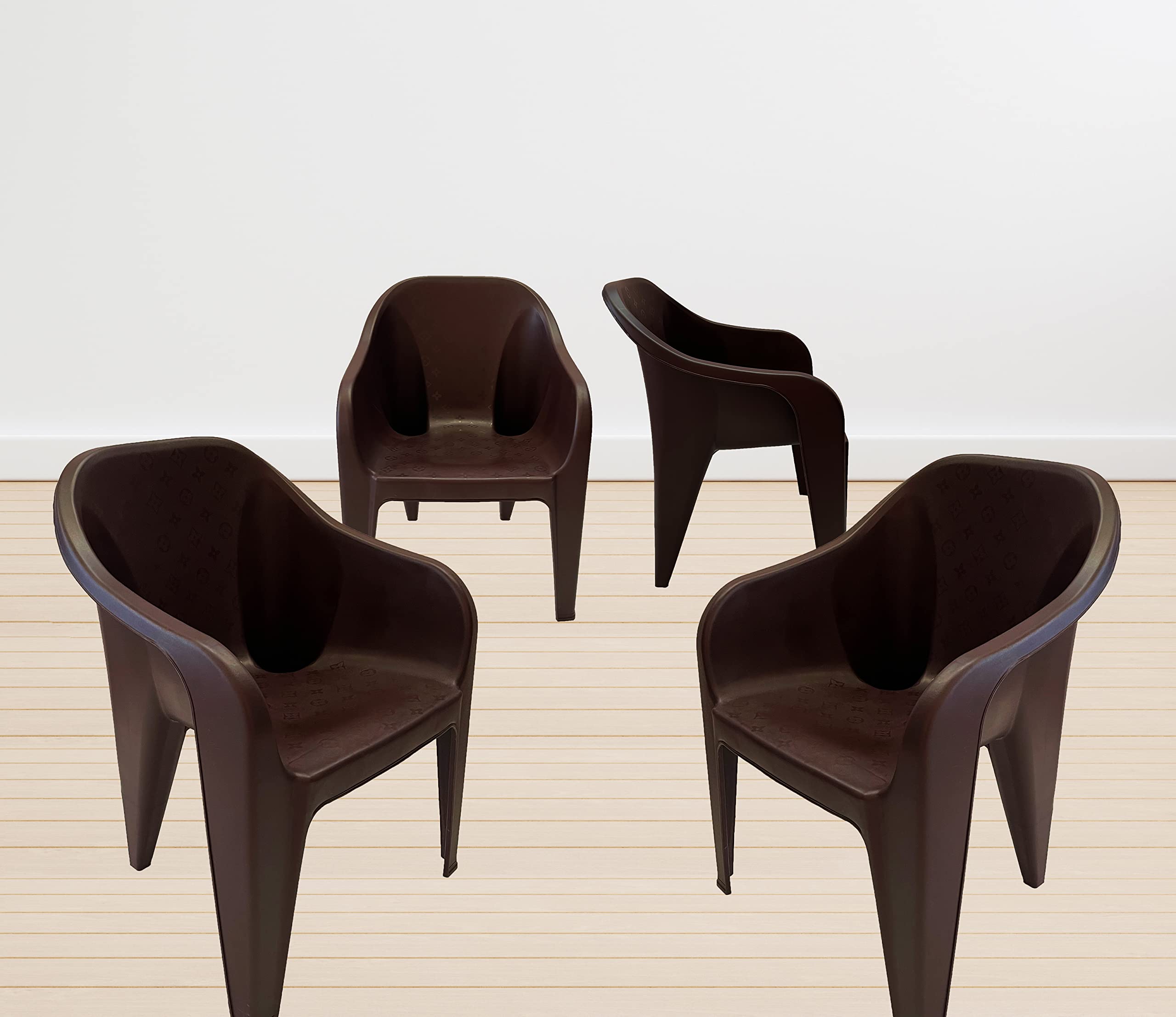 Binani Futura Heavy Duty Structure Plastic Chair for Home, Office, Garden  and Restaurents (Brown, Set of 4)