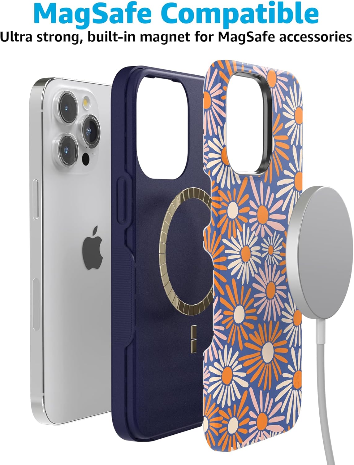 Casely iPhone 15 Pro Case | Spring Forward | Daisy Floral | Bold Protective Design | Compatible with MagSafe