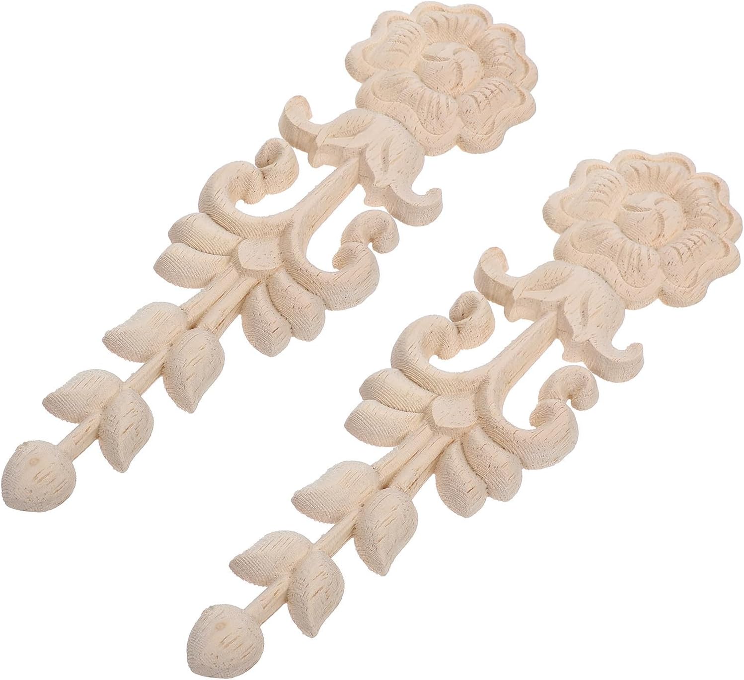 2pcs Wood Carved Onlay Applique European Style Roman Column | Khaki Wood, Intricate Details, Easy Install, Versatile Use for Fireplace and Wall DIY Craft Project