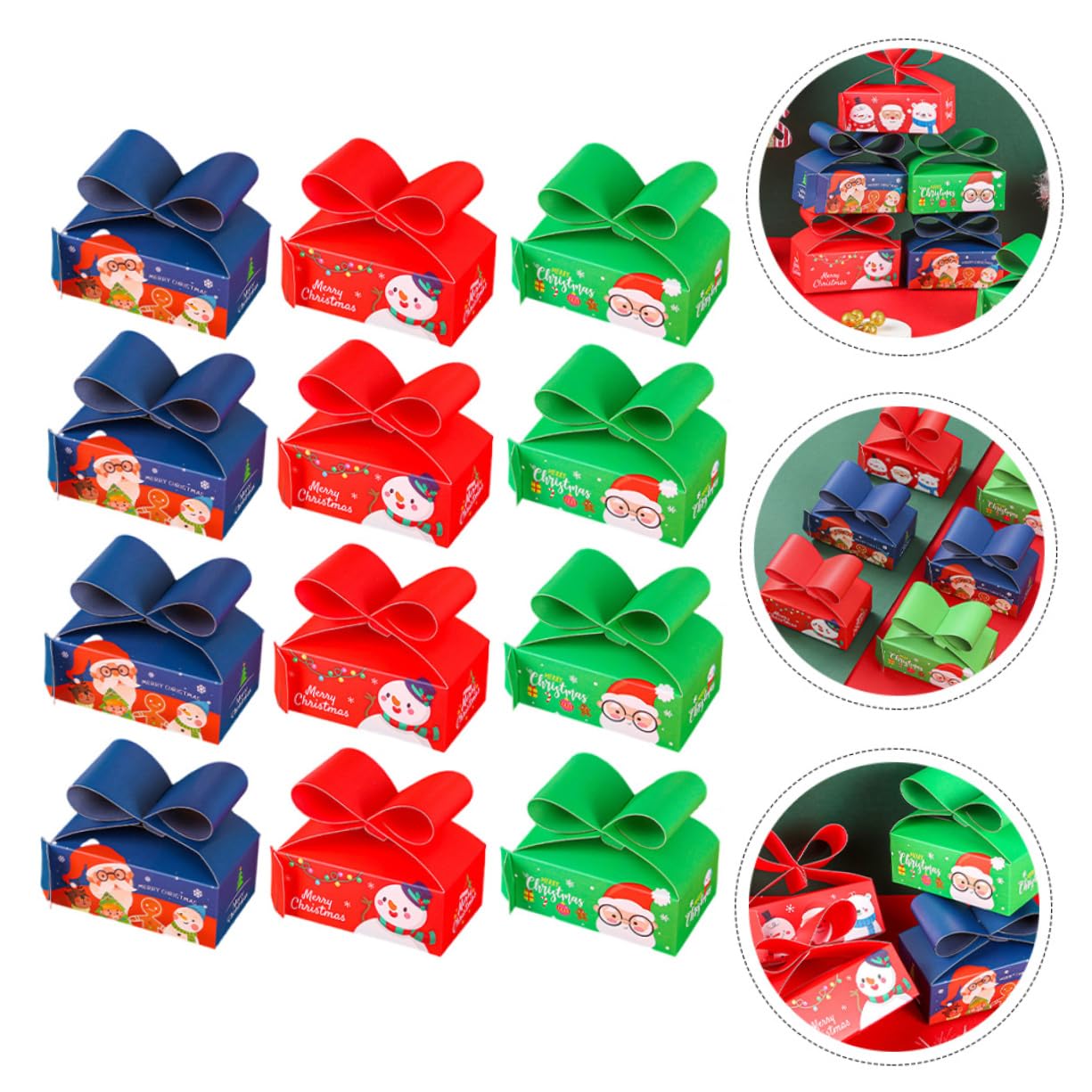 Mobestech 3 Set Di Scatole Per Dolcetti Di Natale Forniture Natalizie Scatole Di Cartone Per Caramelle Festive Per Decorazioni Per Feste 12 Pezzi * 3