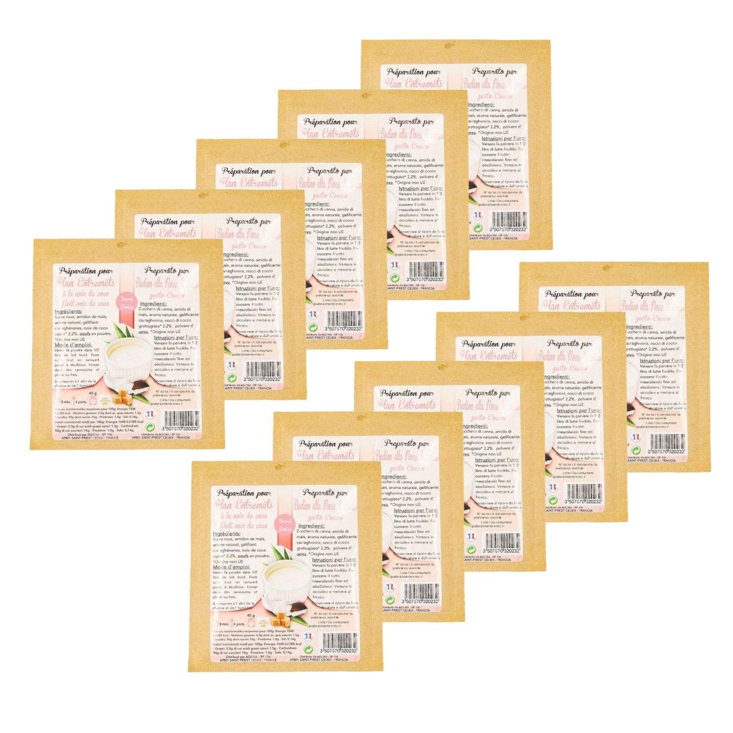 Lot 10x Flan noix de coco naturel - sachet 45g