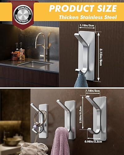 Miniatura 8 de Auxmir Ganchos autoadhesivos, plata, paquete de 5