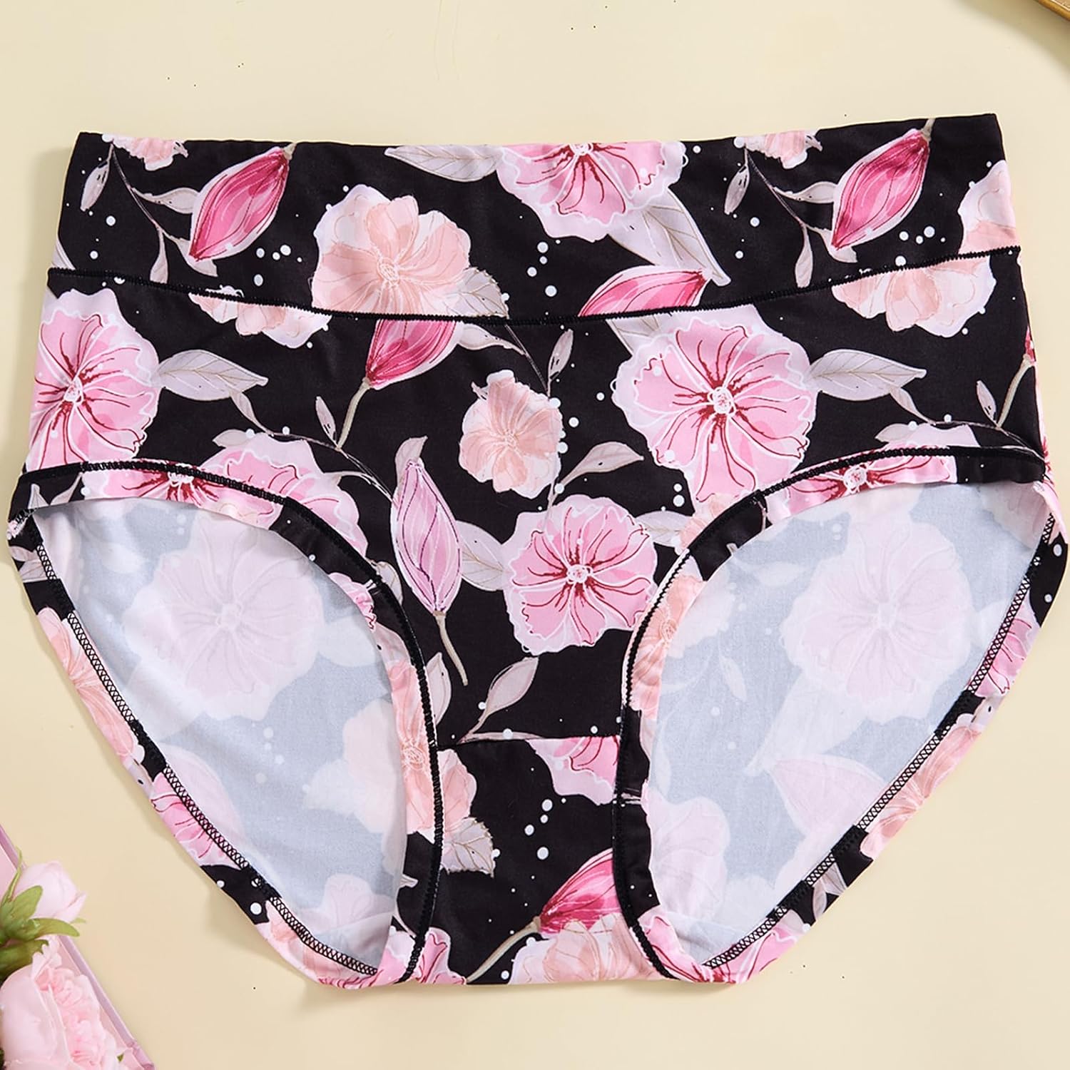 Womens Underwear Plus Size Panties XL-5XL 7 Pack Ladies Briefs Mid High Waist Floral Underwear Undies - Image 2