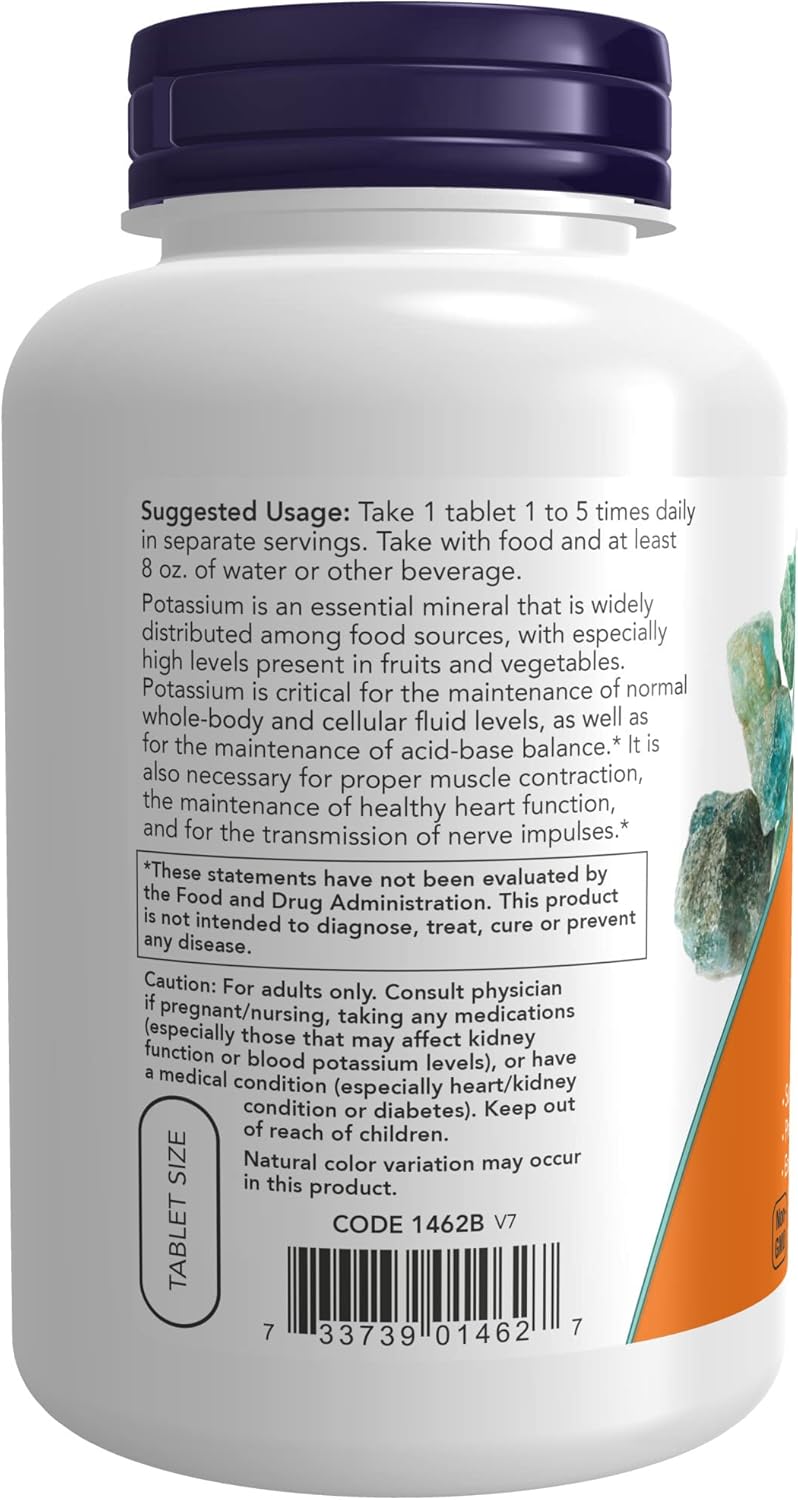 NOW Supplements, Potassium Gluconate 99mg, Easier to Swallow, Essential Mineral*, 250 Tablets : Health & Household