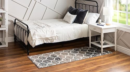 Miniatura 463 de Rugs.com Lattice Frieze Collection Alfombra – 4 x 6 pies, alfombra mediana negra perfecta para salas de estar, comedores grandes, planos abiertos