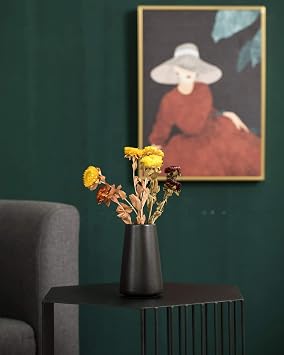 Black Vase - 15CM black Flower vase, Small Matte Black Ceramic Vases for Flower/Pampas Grass, Minimalist Farmhouse Boho Vase for Centerpieces, Home Decor, Bathroom Decor