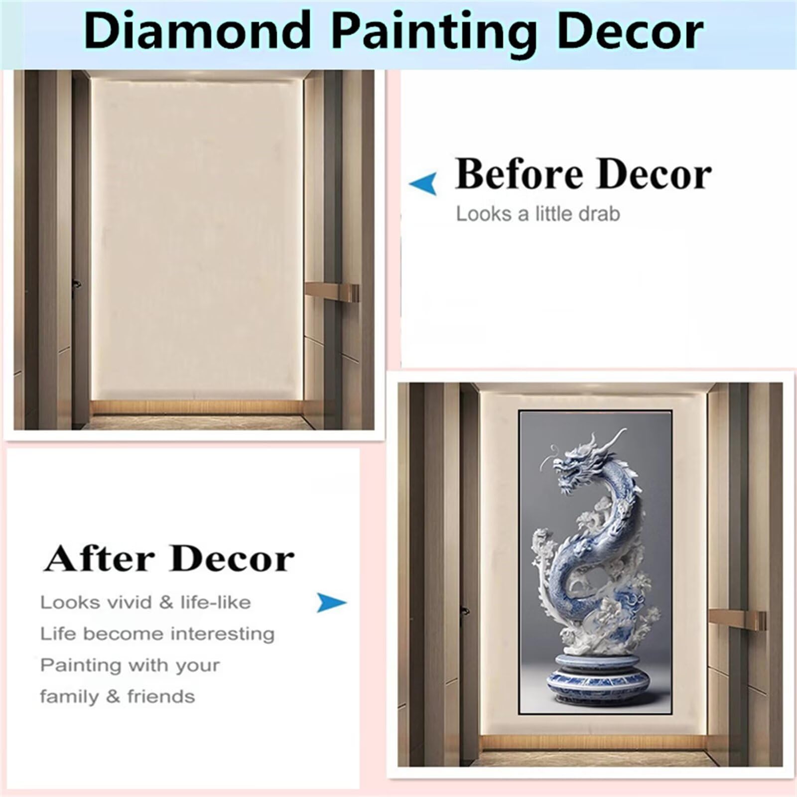 Tifnuer Drachenstein-Statue Diamant Painting Bilder Weihnachten Basteln Erwachsene DIY Set mit Zubehör, Malen Nach Zahlen Diamond Painting Kinder für Home Wand Décor Diamond Art 80x160cm F-7717