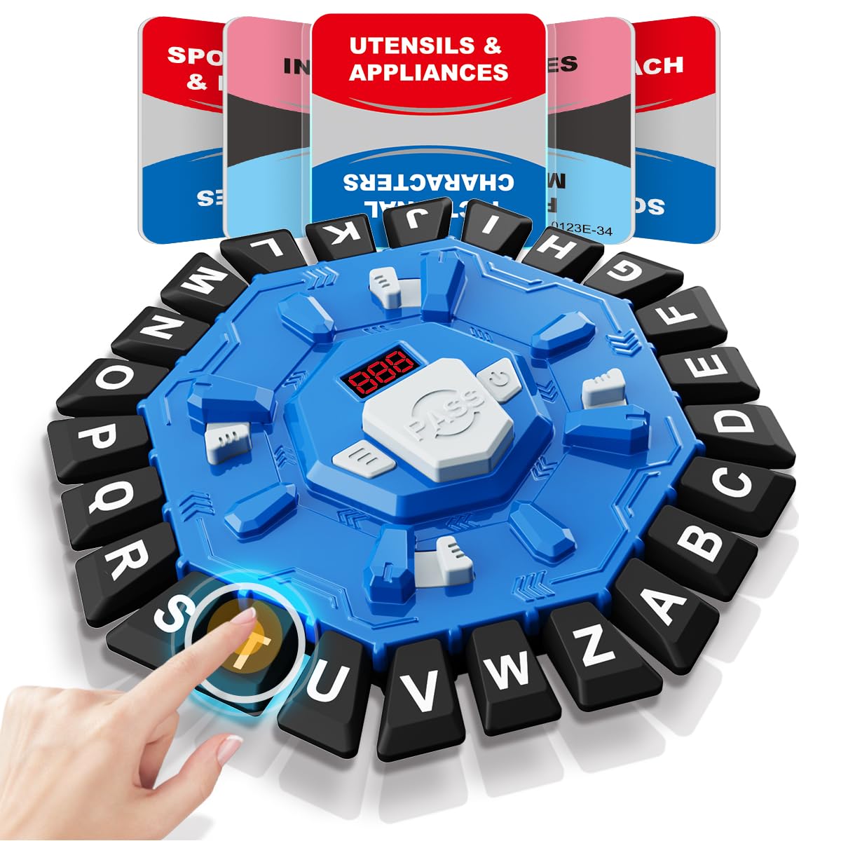 Wortspiel Familien-Brettspiele mit Anzeige-Timer und 2 Modi, 24 Buchstaben-Quetsch-Spiele, Lern-Wortspiel für Kinder und Erwachsene, 2-8 Spieler