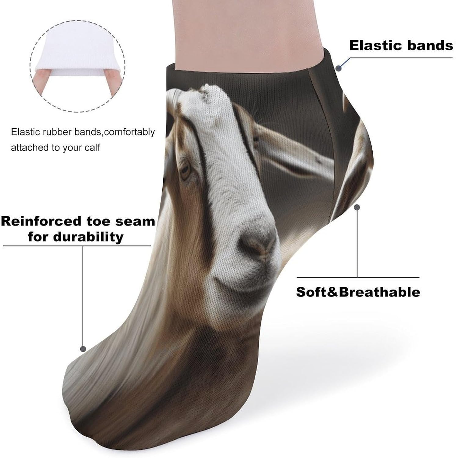 Socks for Men Women 5 Pairs Short Ankle Socks | Animals Goat Low Cut Casual Crew Sock Cute Breathable Athletic Socks Non Slip No Show Sock