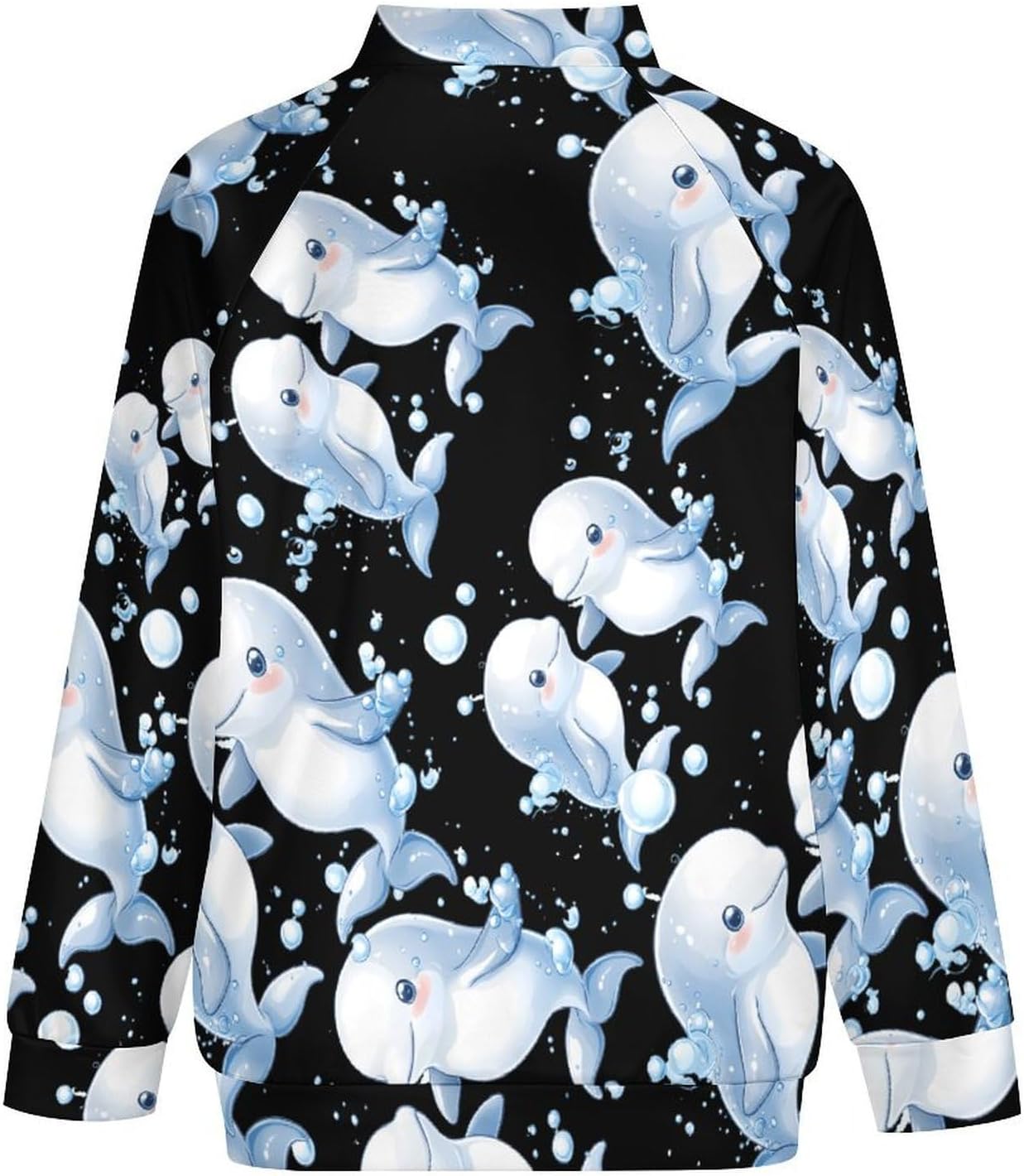 Cute Beluga Whale Couples Men's Zip Up Sweatshirt Casual Sweater Jackets Long Sleeve Tops Lightweight Coat