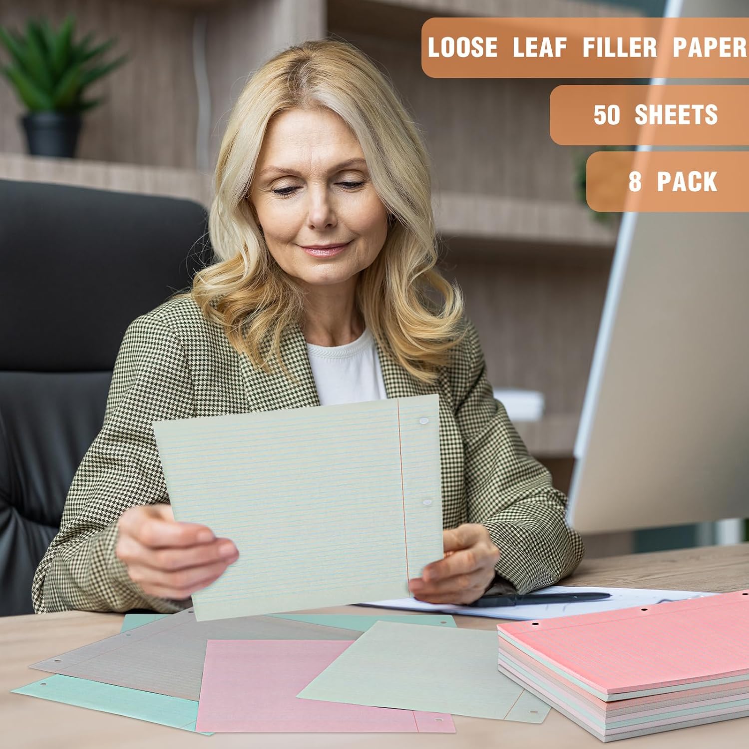 PerKoop 400 Sheets Colored Loose Leaf Paper 8.5" x 11" college ruled Lined 3 Hole Punched notebook Filler Paper for 3 Ring Binders Office School Supplies (Bohemian Color) image 5