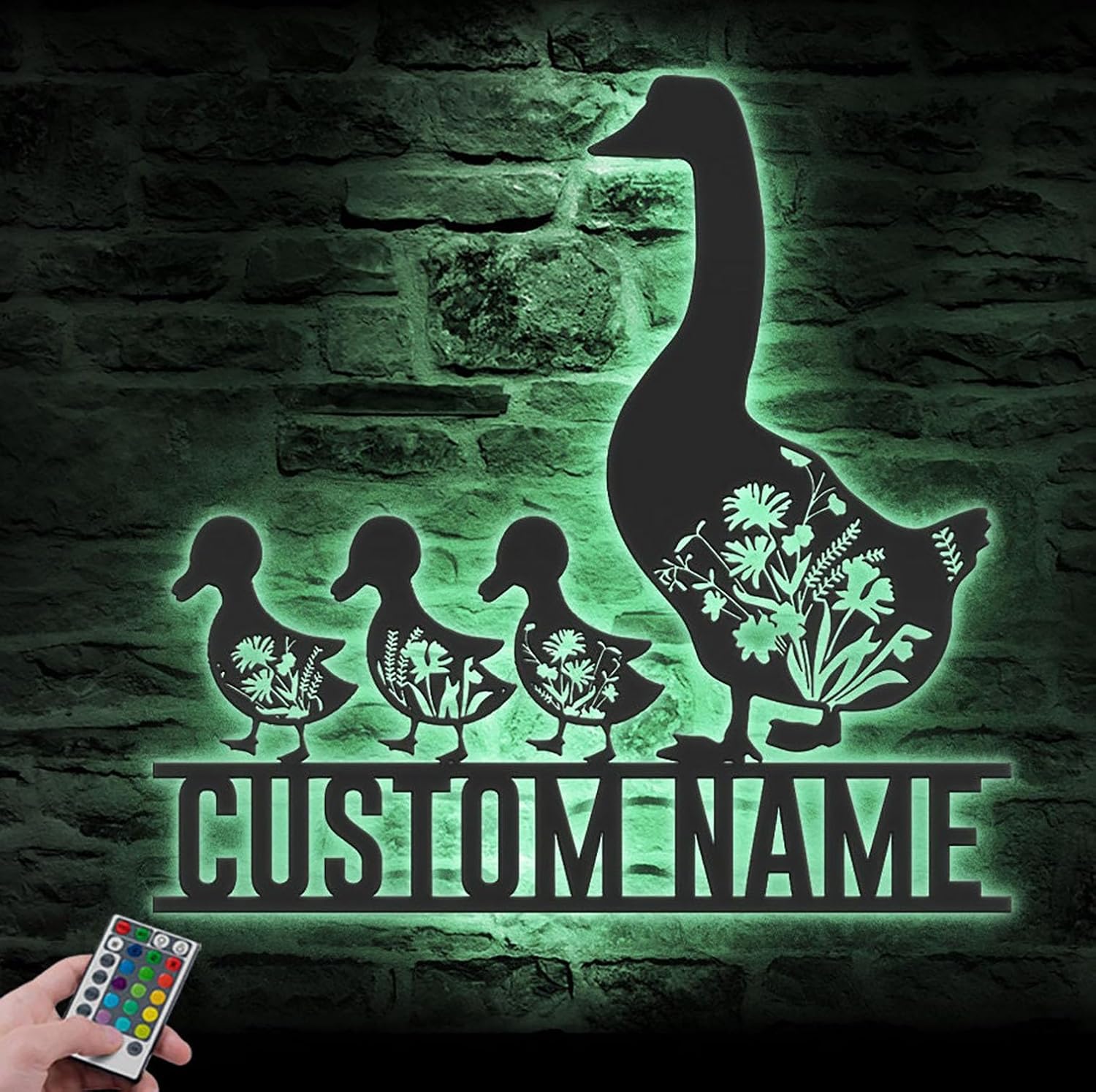 Family Duck Farm Personalized Metal Sign with LED Light