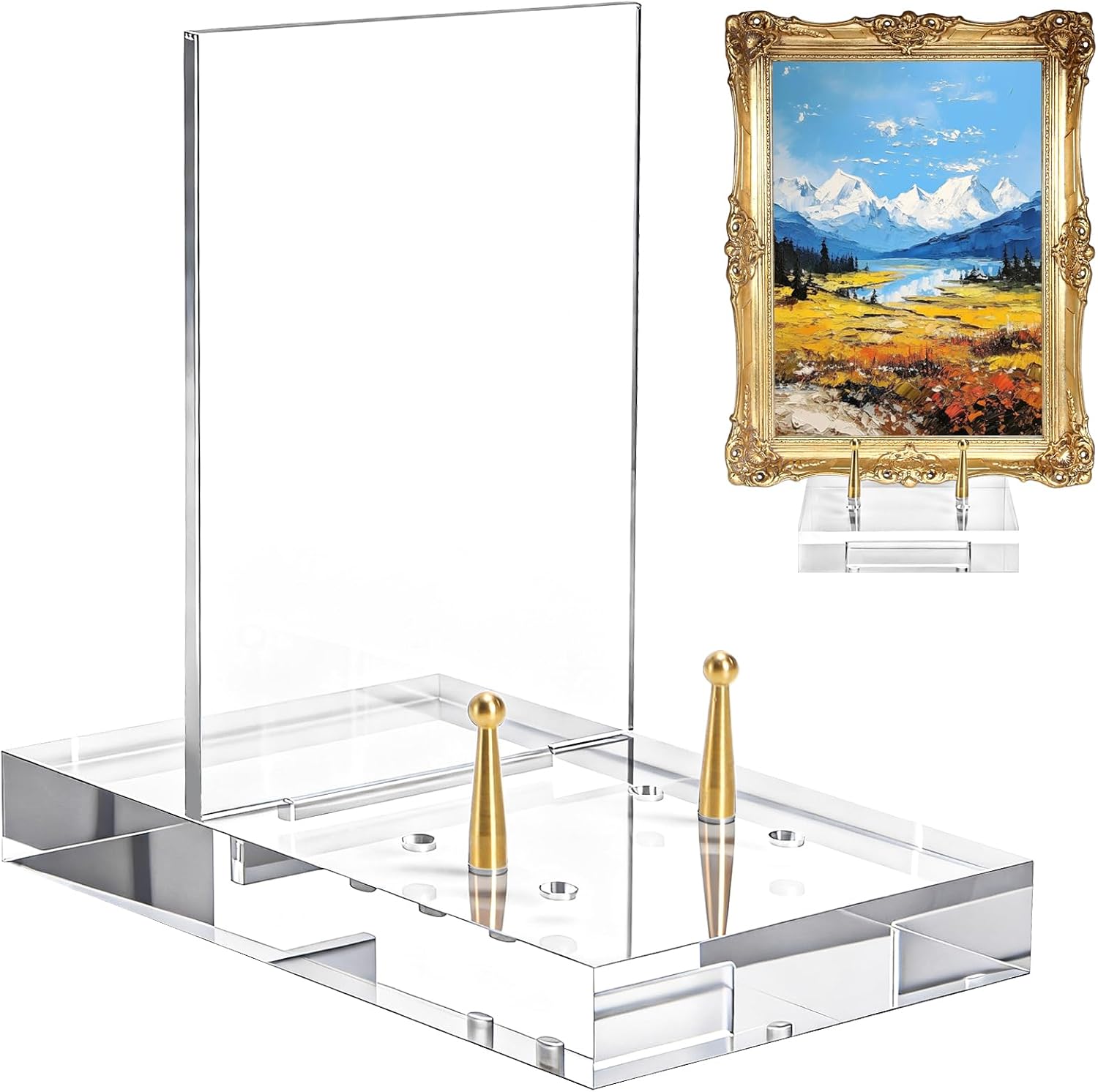 Acrylic Easel Display Stand, Adjustable Gold Peg