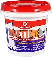 Red Devil 0542 ONETIME Lightweight Spackle 1/2 Pint - No-Sand Drywall Hole Filler for Walls, Plaster, Wood, Made in USA
