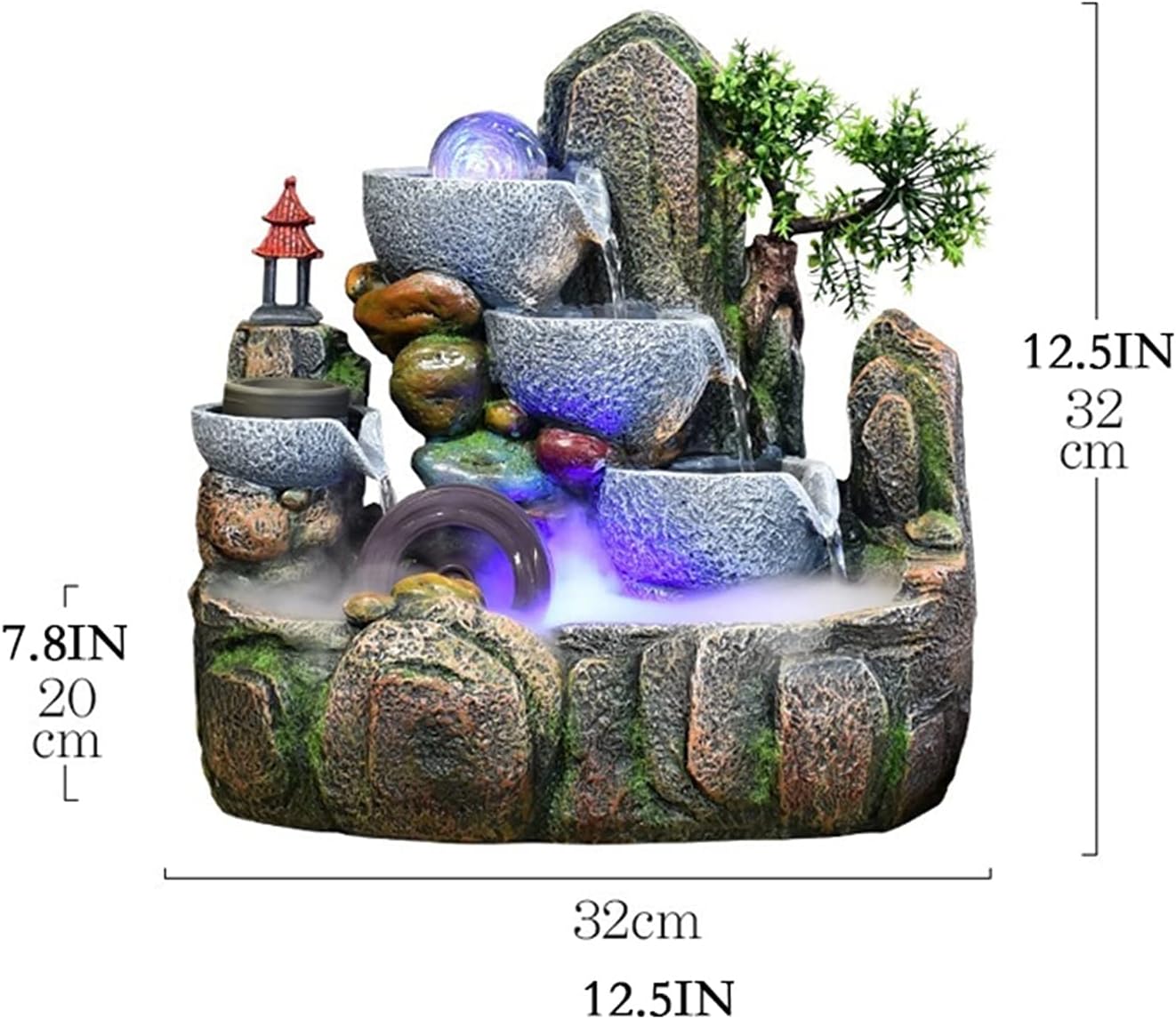 Tabletop Fountain Beautiful Rockery and Flowing Water Fountain Ornament Fengshui Wheel Transfer Ball Living Room Desktop Office Decoration (32 * 20 * 32cm) Desktop Fountain