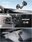 Lamicall pour MagSafe Mont de voiture – Aspiration sous vide + Porte-téléphone magnétique Gel Suction Cup 3-Fold Le bras long, 360° Réglable, 10X Stabilité pour Rough Road Phone Mount pour Dashboard/Windshield/Screen