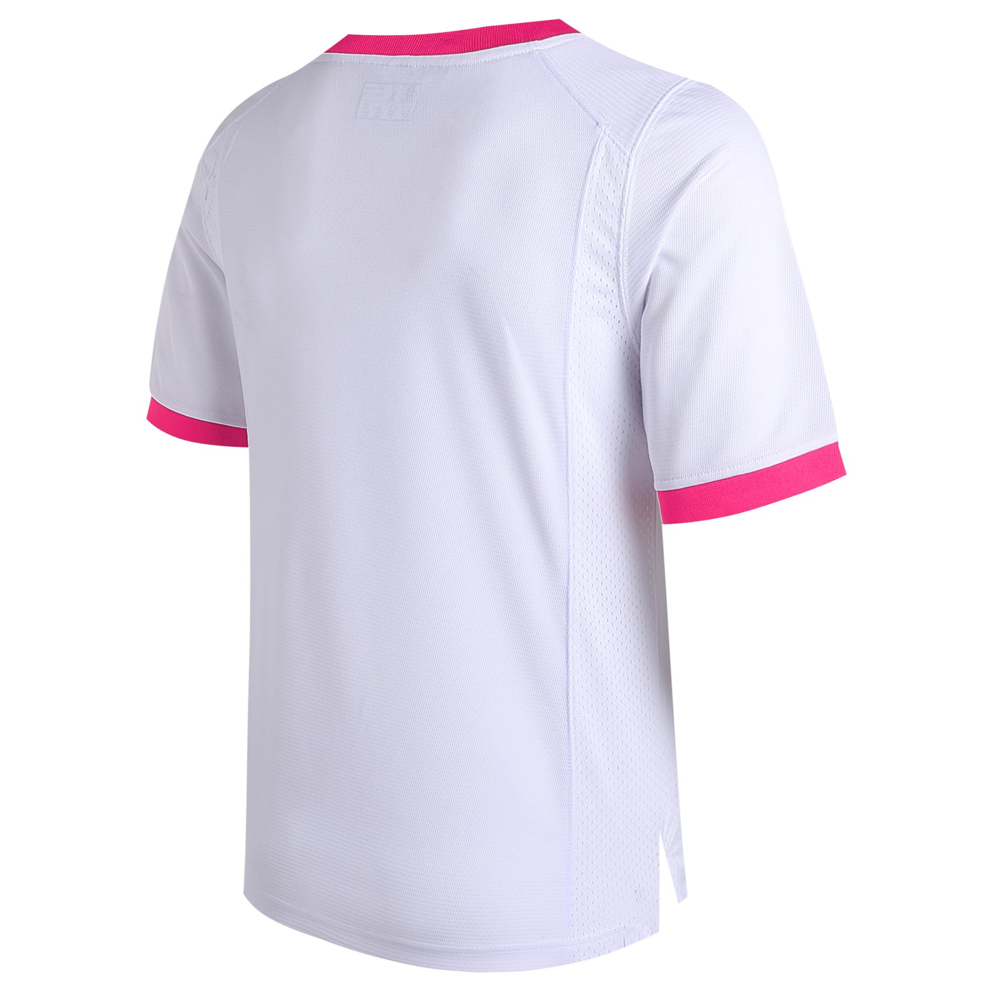 DEHANER White Men's Women's Rugby Jersey for Adult Unisex Casual T-Shirts College Team Game Tops New Year Gift Outfit Pink Neck-White Jersey,Men Size Medium