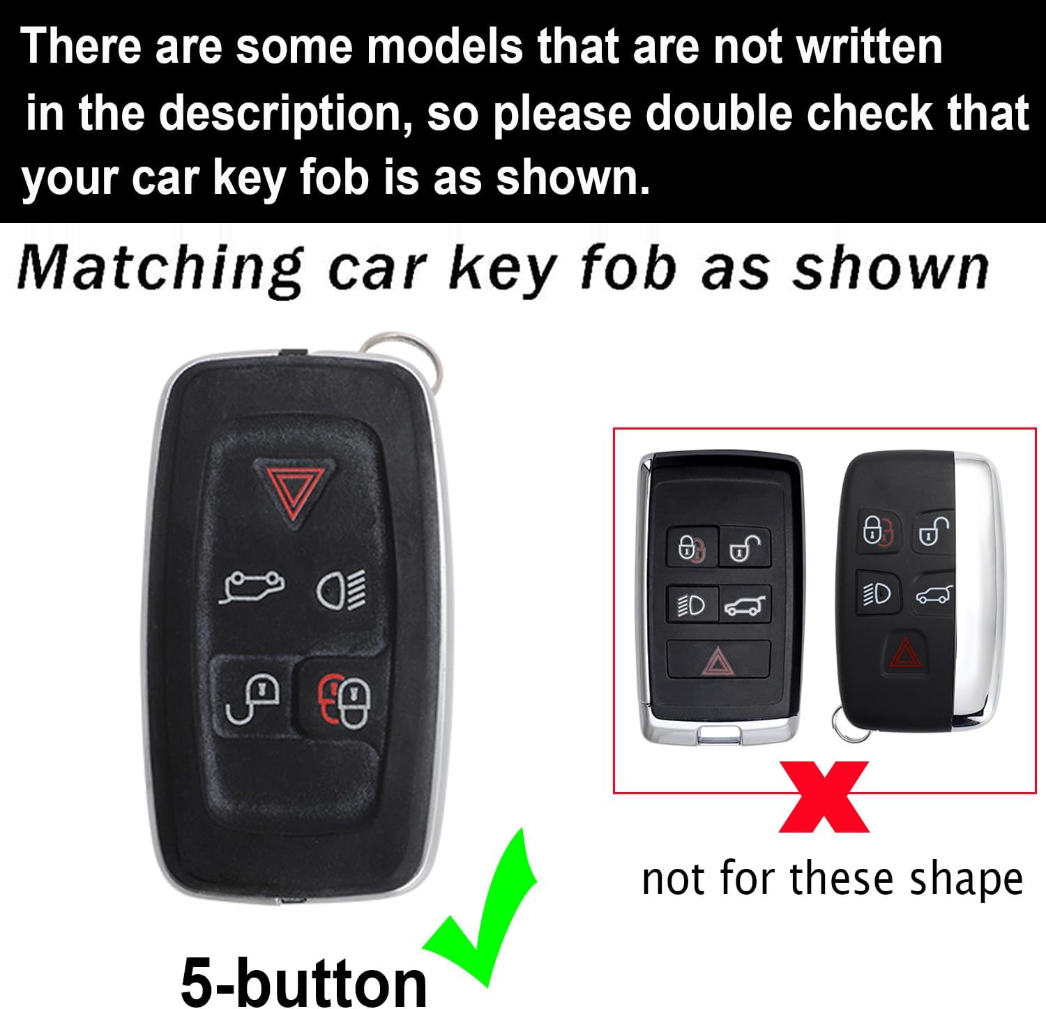 ontto Leather Key Cover Fit for Range Rover Sport Evoque 2010-2017 Smart Remote Key Fob Case for Discovery 4 LR4 2010-2015