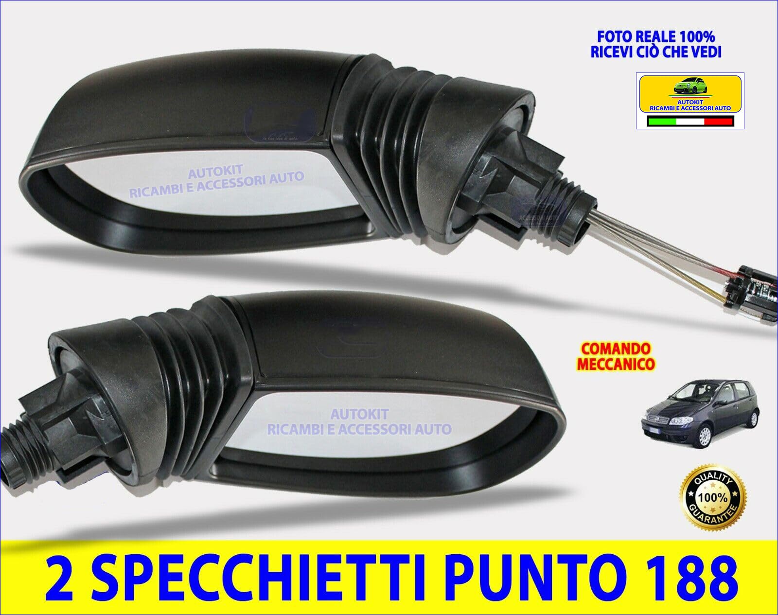 Specchietti Retrovisore Destro Sinistro comando Meccanico Specifici (NON ORIGINALI) COMPATIBILI con Punto modello 188 prodotte dal 1999 al 2010-83050 - 83060