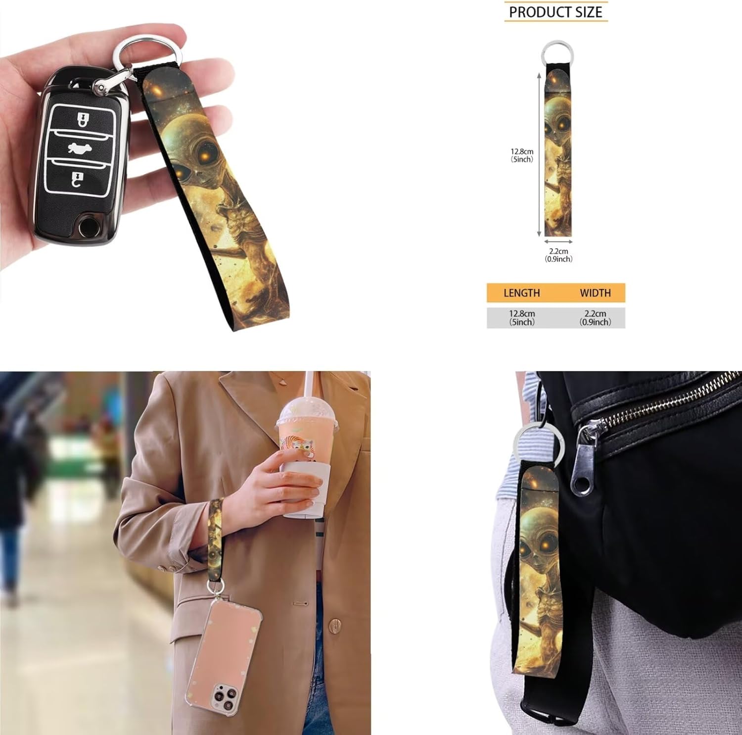 Ystardream Funny Alien Backpack for Boys Elementary School Backpack With Lunch Box 17 Inch Kindergarten Kids Bookbag with Pencil Case Keychain Students Back to School Supplies