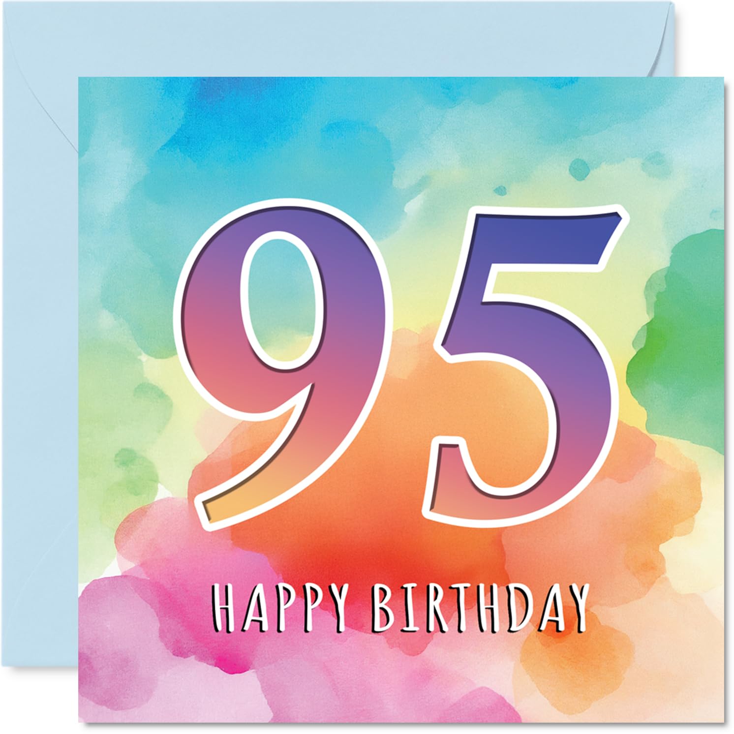 95th Birthday Cards for Women and Men, Colourful Watercolour Age