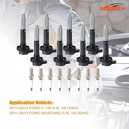 Miniatura 4 de Paquete de 8 bobinas de encendido UF-622 y bujías de iridio 91276 compatibles con Ford F150 2011-2016, Mustang 2011-2015, 5.0L de reemplazo #UF622