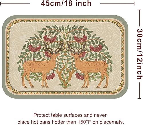 Miniatura 7 de Juego de 6 manteles individuales rectangulares de PVC con diseño de reno marrón, resistentes al calor, impermeables, suaves y duraderos, decoración