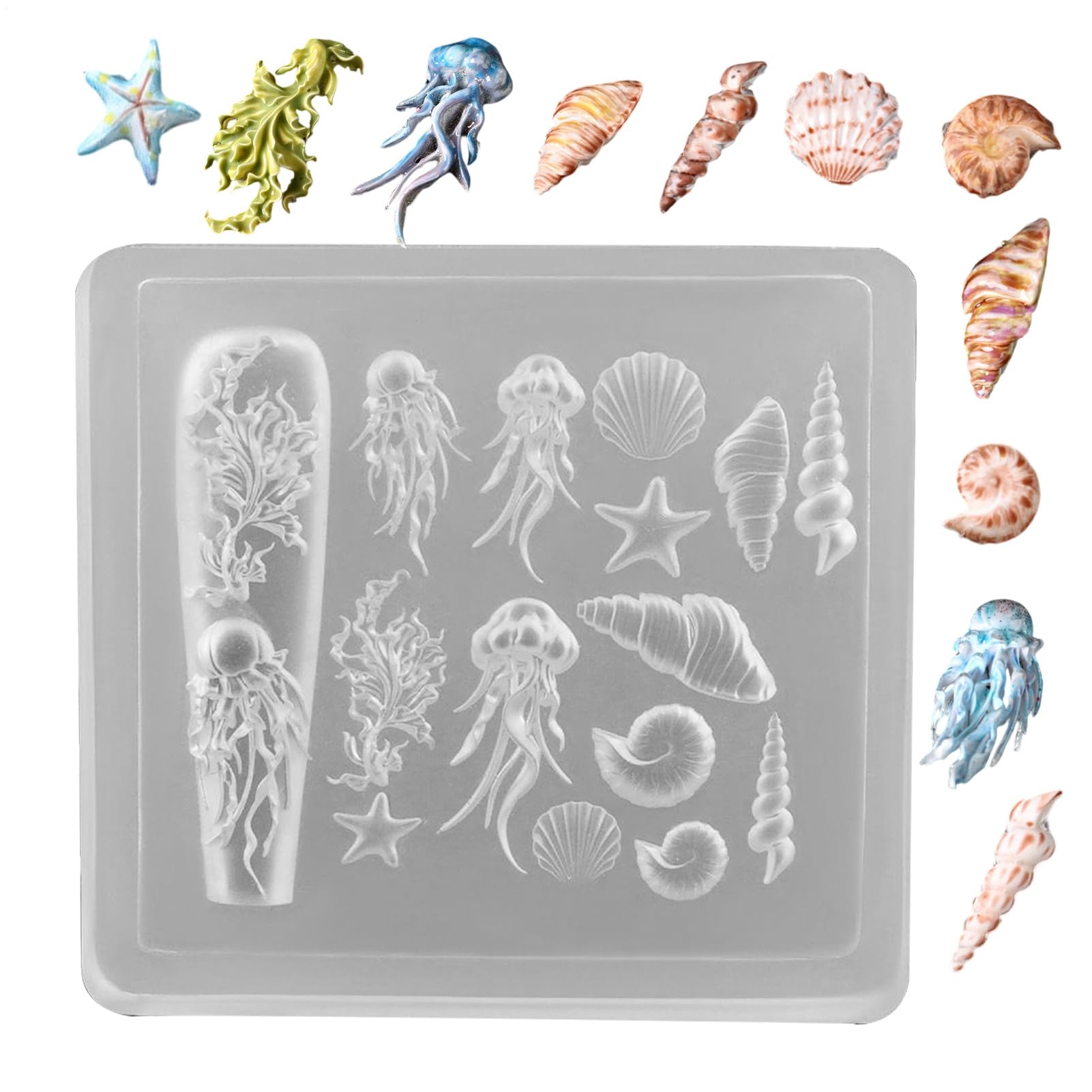 Nail Charm Mold, Nail Carving Decor Mould, Silicone Molds, 3D Sea Themed, Jewelry Making Tools, 1,97 żywica epoksydowa do salonu i domu