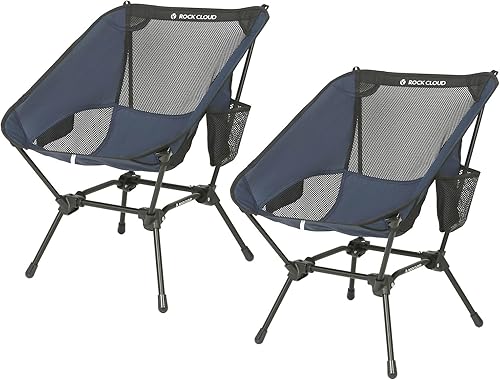 ROCK CLOUD Paquete de 2 sillas de campamento compactas portátiles y ultraligeras, sillas plegables para exteriores, tamaño grande para campamento,
