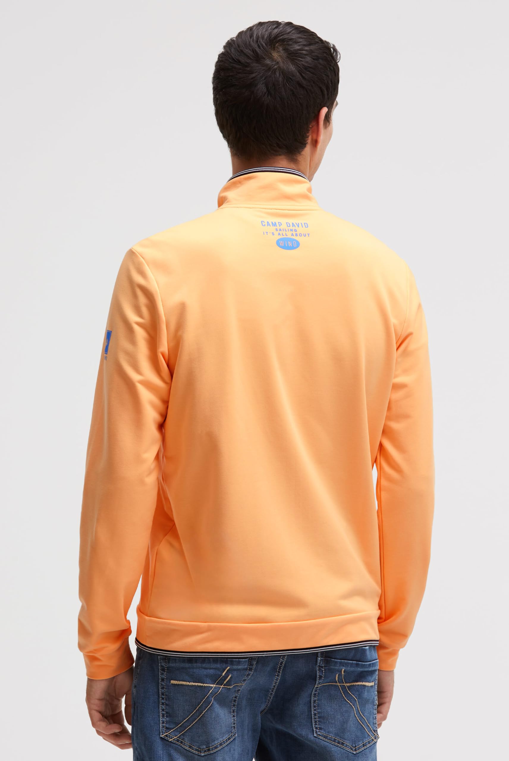 Camp David Herren Leichte Sweatjacke mit Label Prints