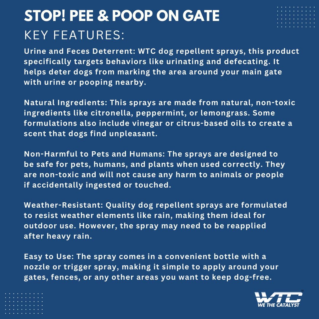 WTC Dog Repellent Pee & Poop Spray for Home's Main Gates, boundies or Yards. | Protect Your Home Entrance Clean and Free from Dog Waste (500 ML) 3
