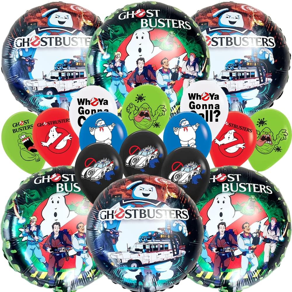 JEWELESPARTY 18PC FOIL/LATEX BALLOON COMBO GHOSTBUSTER GHOST BUSTER BALLOONS PARTY SUPPLIES FAVOR DECORATIONS THEME IDEA FUN CELEBRATION HAPPY BIRTHDAY FAVO GIFT CENTERPIECE DANCE VIDEO GAME MUSIC