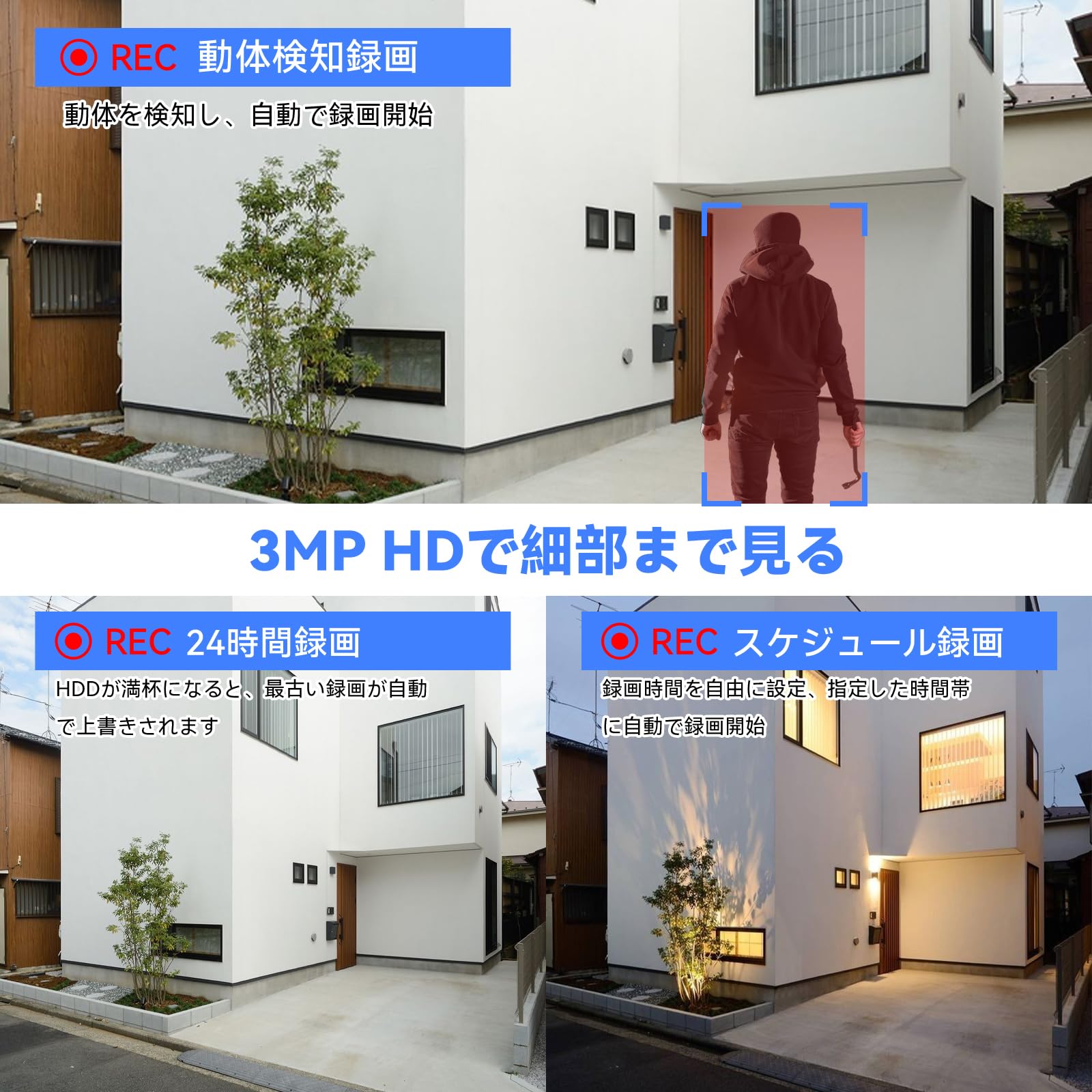 Amazon.co.jp: 【金属外殻・5年保証】ACEMO 防犯カメラ 屋外 有線 4台